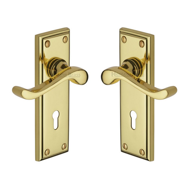 Edwardian Door Handle on Plate - W3200-PB