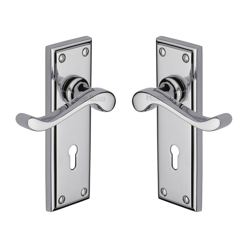 Edwardian Door Handle on Plate - W3200-PC