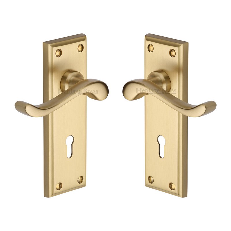 Edwardian Door Handle on Plate - W3200-SB