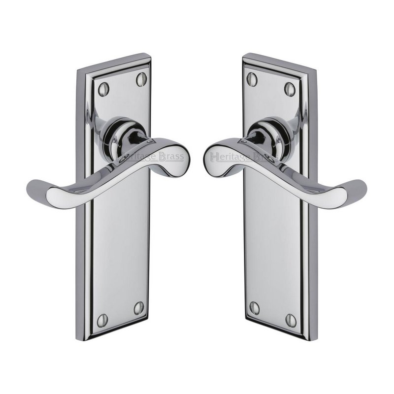 Edwardian Door Handle on Plate - W3213-PC