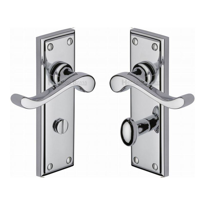 Edwardian Door Handle on Plate - W3220-PC