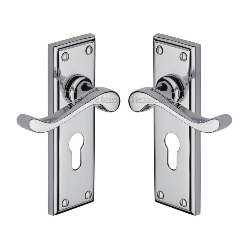 Edwardian Door Handle on Plate - W3227.48-PC