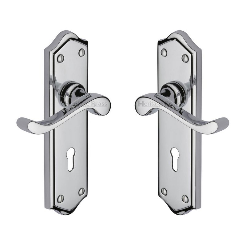 Buckingham Door Handle on Plate - W4200-PC