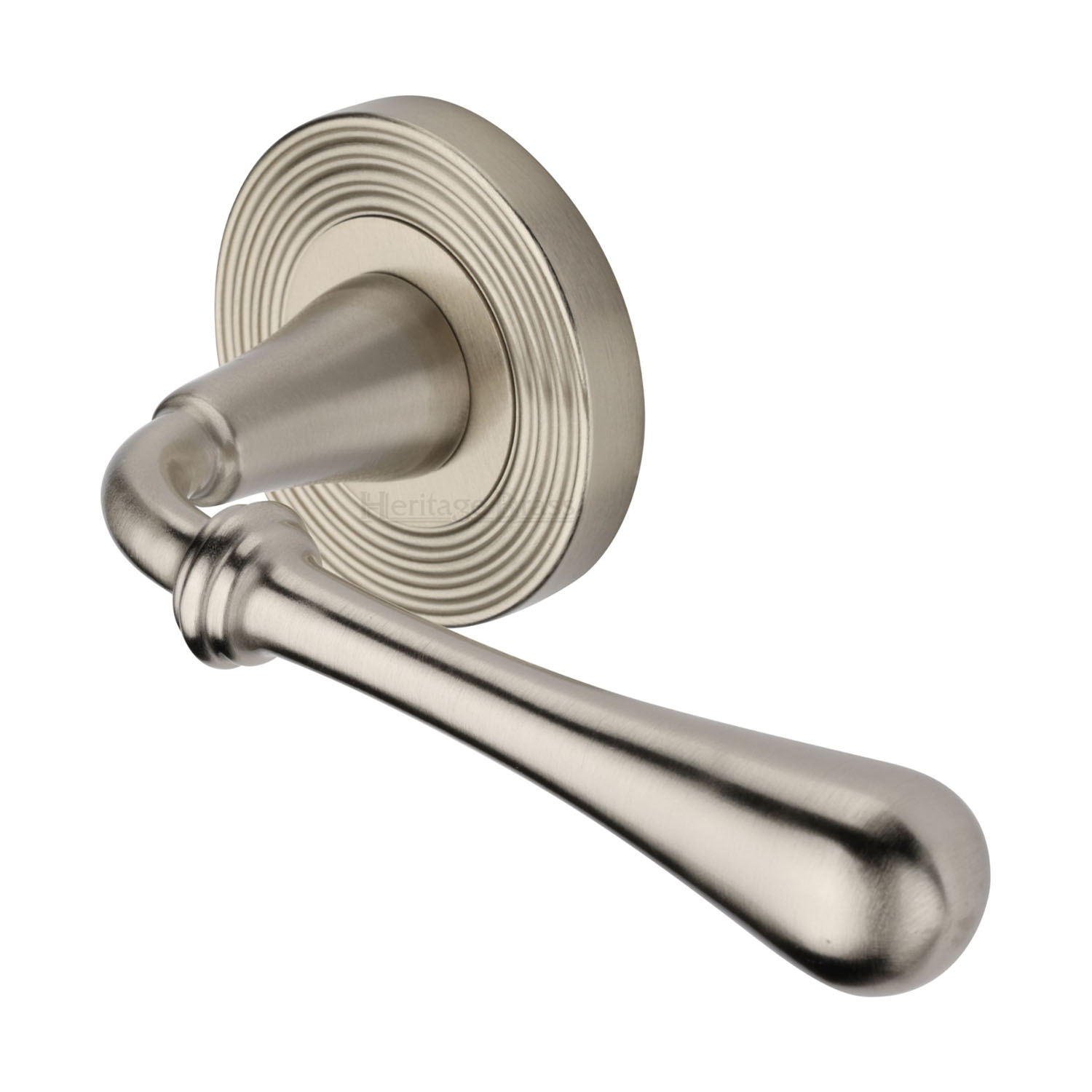 Roma Reeded Door Handle on Round Rose - RR7156-SN