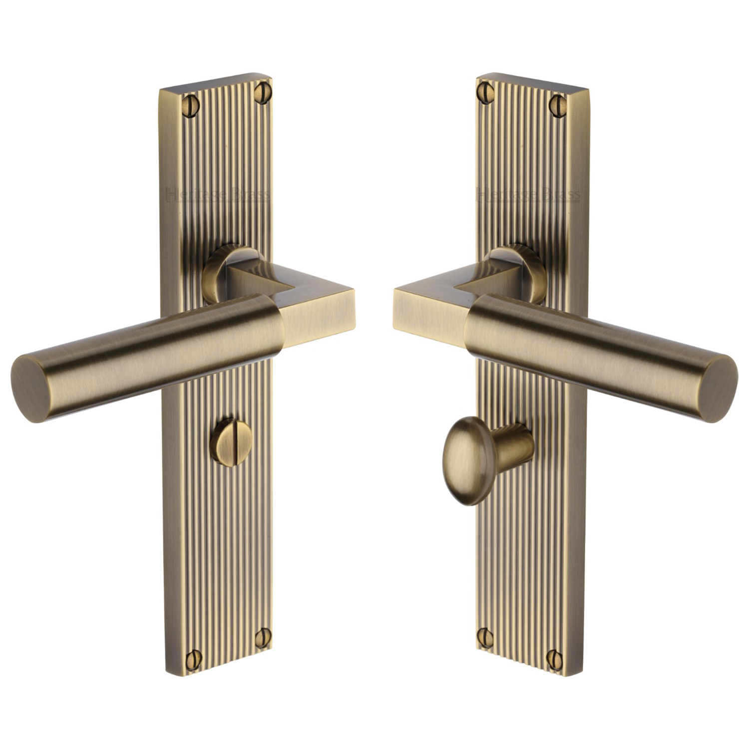 Bauhaus Reeded Door Handle on Plate - RR7330-AT