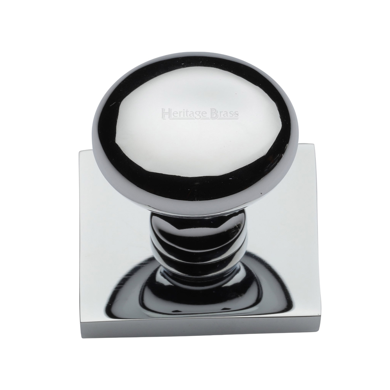 Victorian Round Cabinet Knob with Square Backplate - SQ113-PC