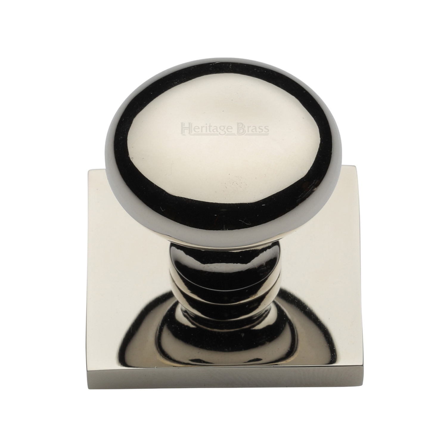 Victorian Round Cabinet Knob with Square Backplate - SQ113-PNF