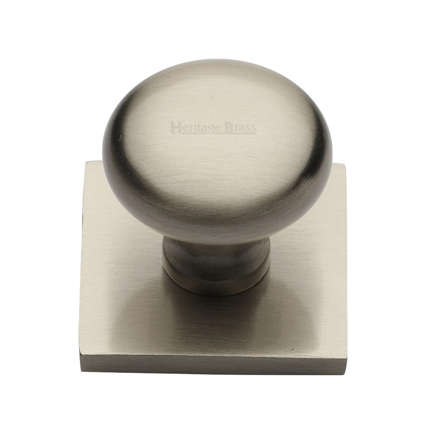 Victorian Round Cabinet Knob with Square Backplate - SQ113-SN