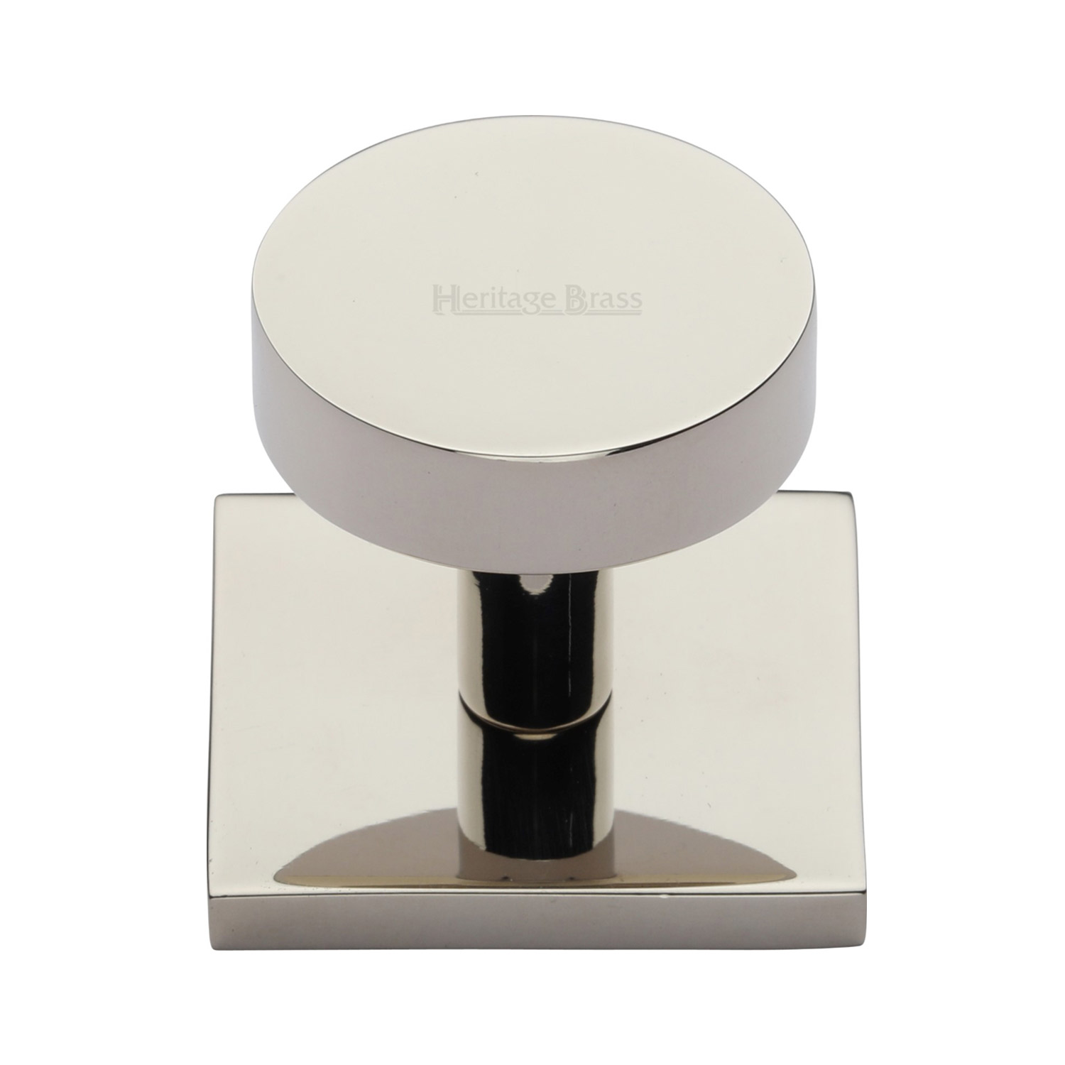 Disc Cabinet Knob With Square Backplate - SQ3880-PNF