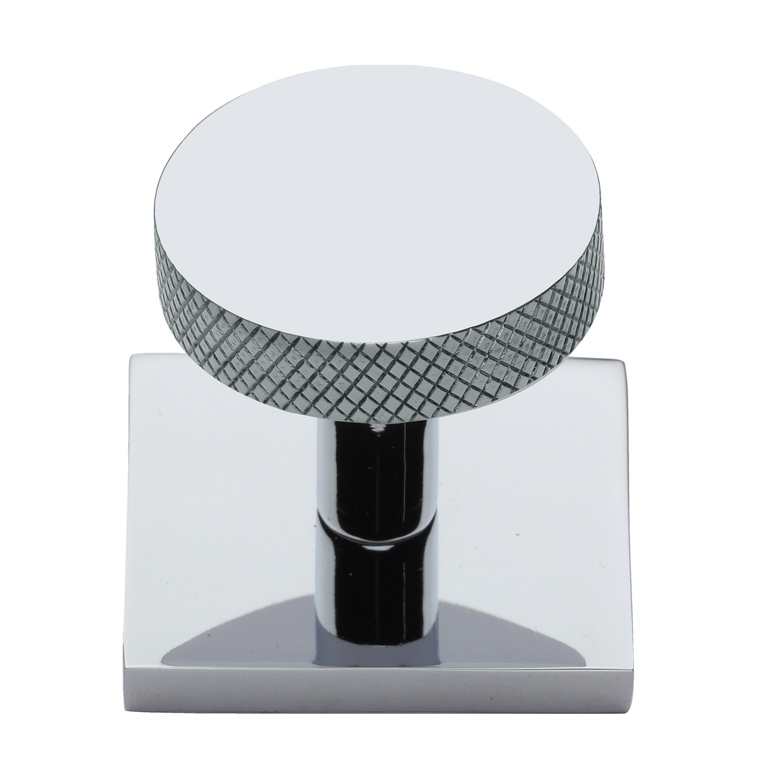 Knurled Disc Cabinet Knob with Square Backplate - SQ3884-PC