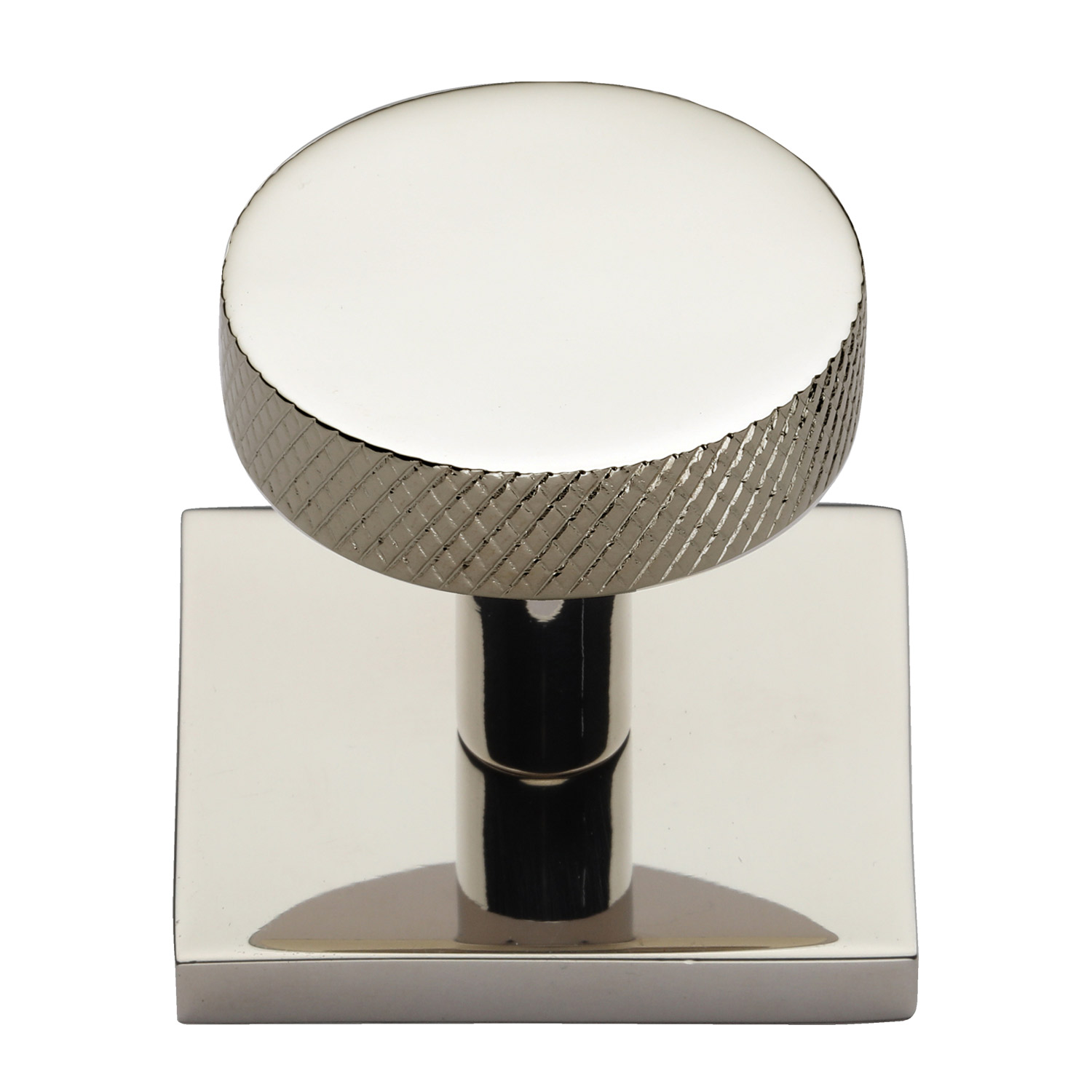 Knurled Disc Cabinet Knob with Square Backplate - SQ3884-PNF