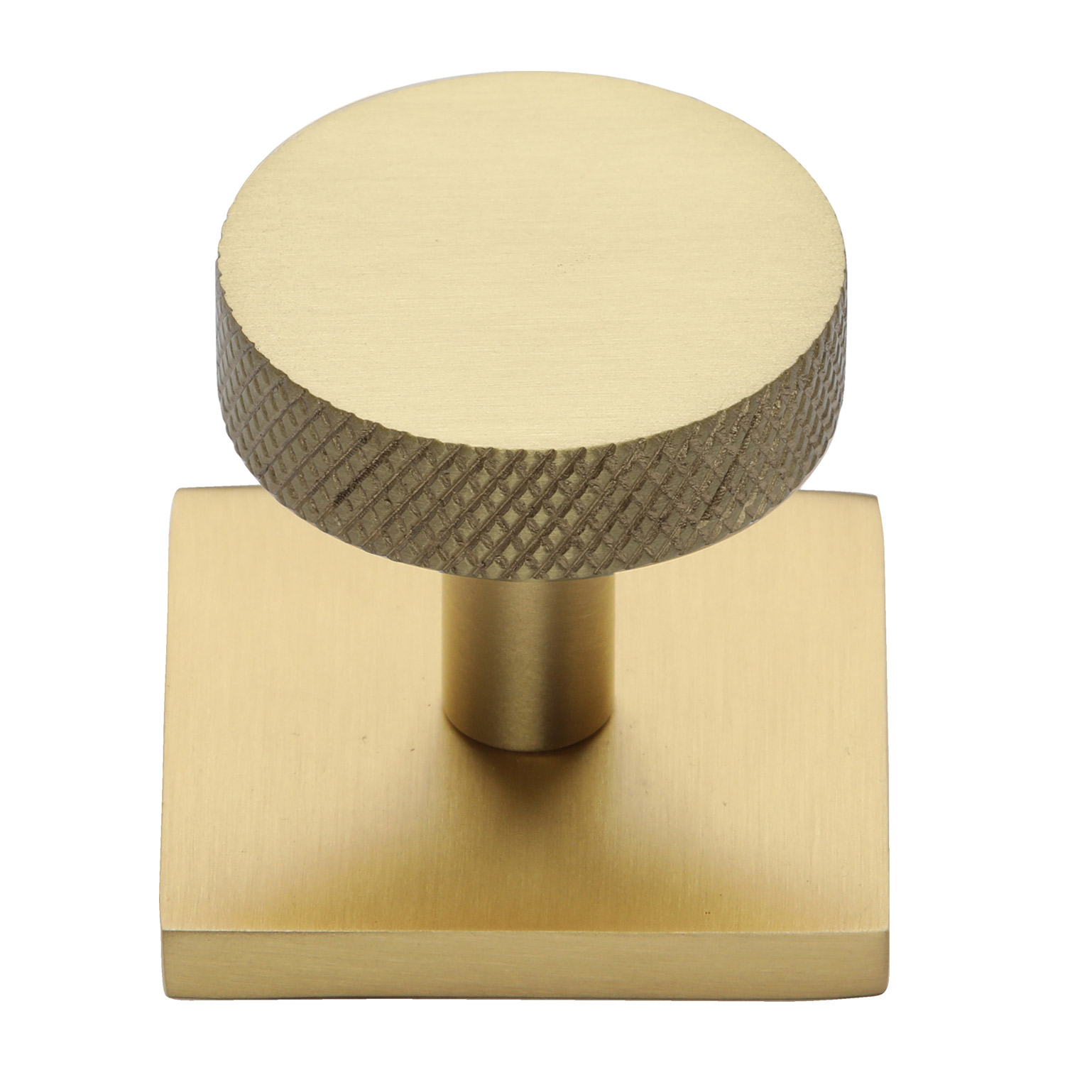 Knurled Disc Cabinet Knob with Square Backplate - SQ3884-SB