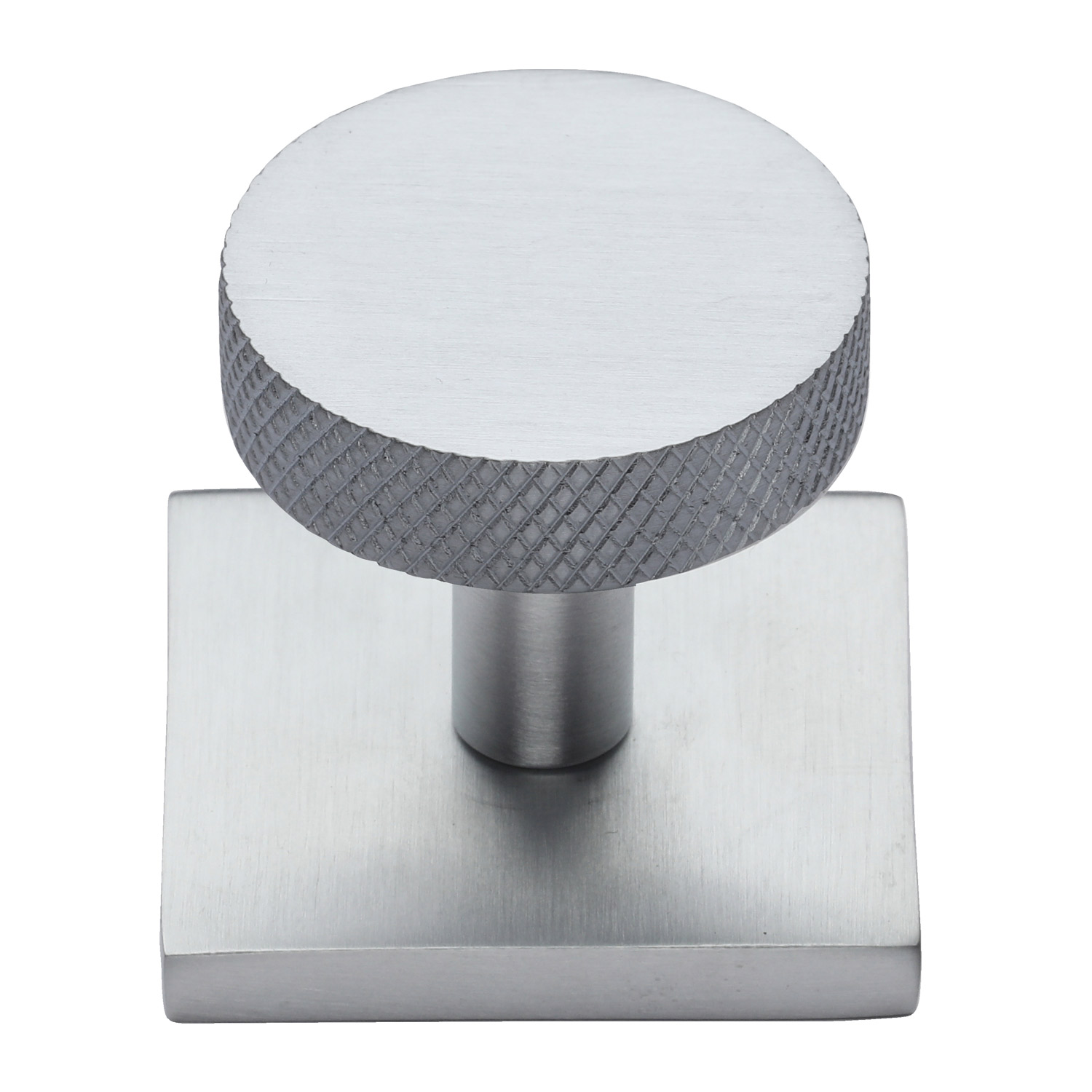 Knurled Disc Cabinet Knob with Square Backplate - SQ3884-SC