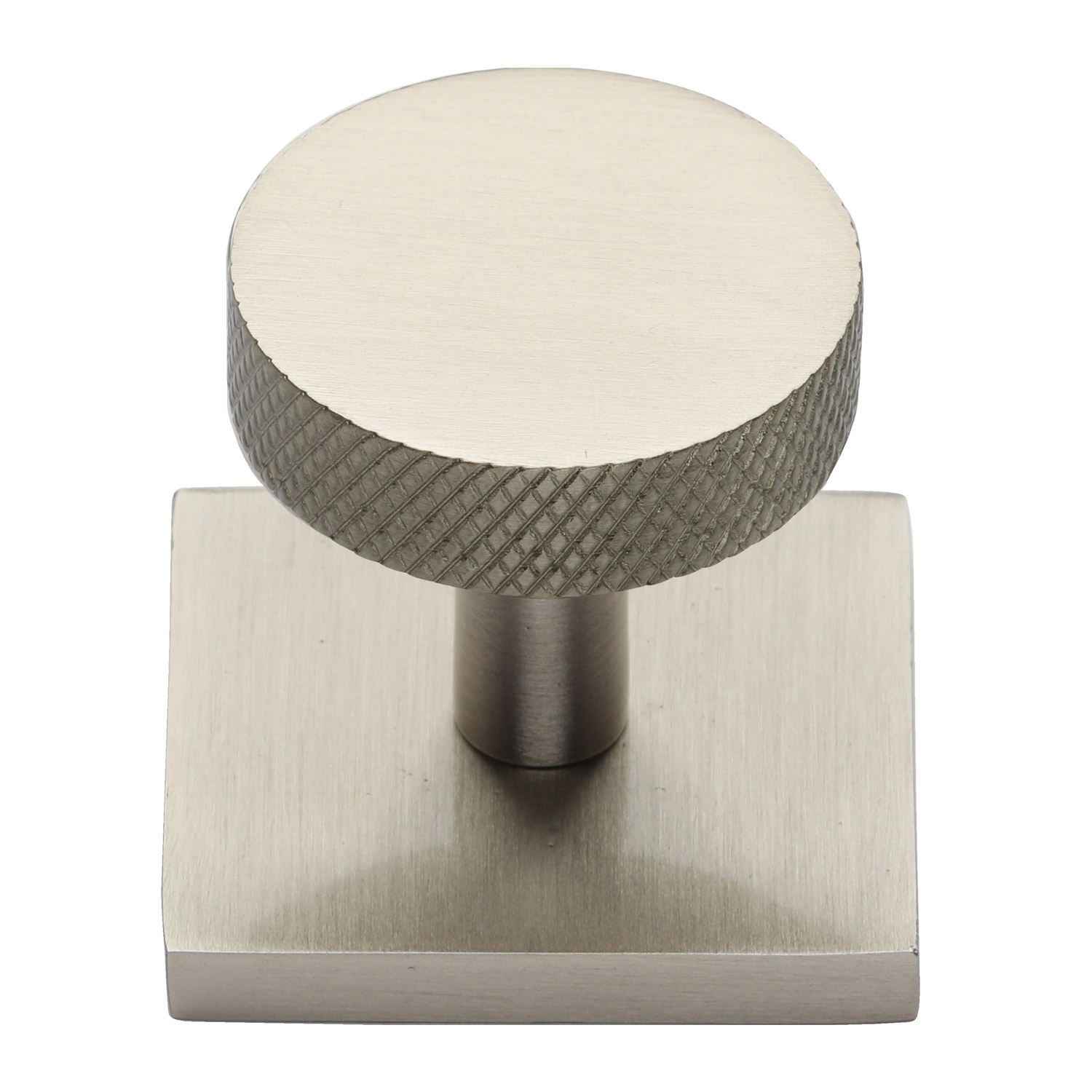 Knurled Disc Cabinet Knob with Square Backplate - SQ3884-SN