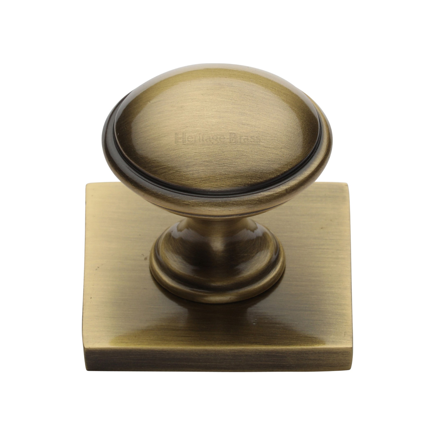 Domed Cabinet Knob with Square Backplate - SQ3950-AT