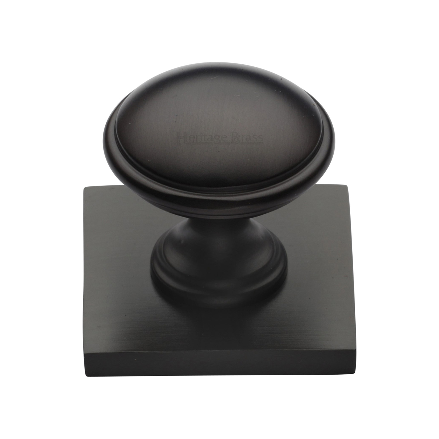 Domed Cabinet Knob with Square Backplate - SQ3950-MB