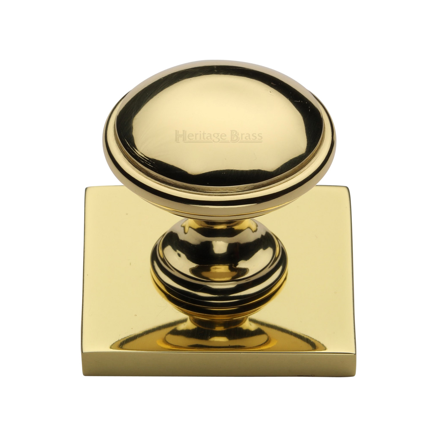 Domed Cabinet Knob with Square Backplate - SQ3950-PB