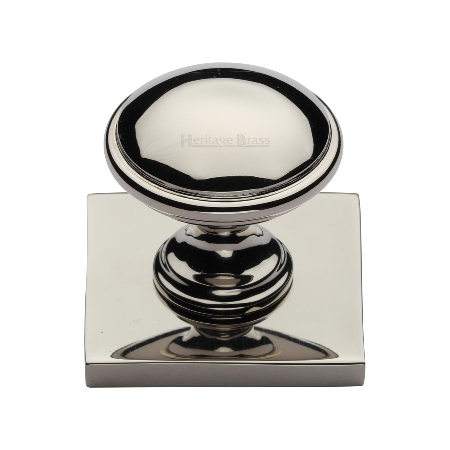 Domed Cabinet Knob with Square Backplate - SQ3950-PNF