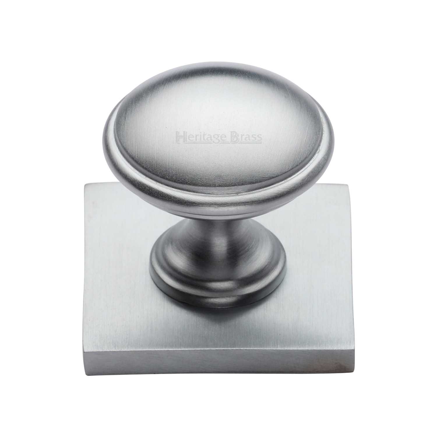 Domed Cabinet Knob with Square Backplate - SQ3950-SC