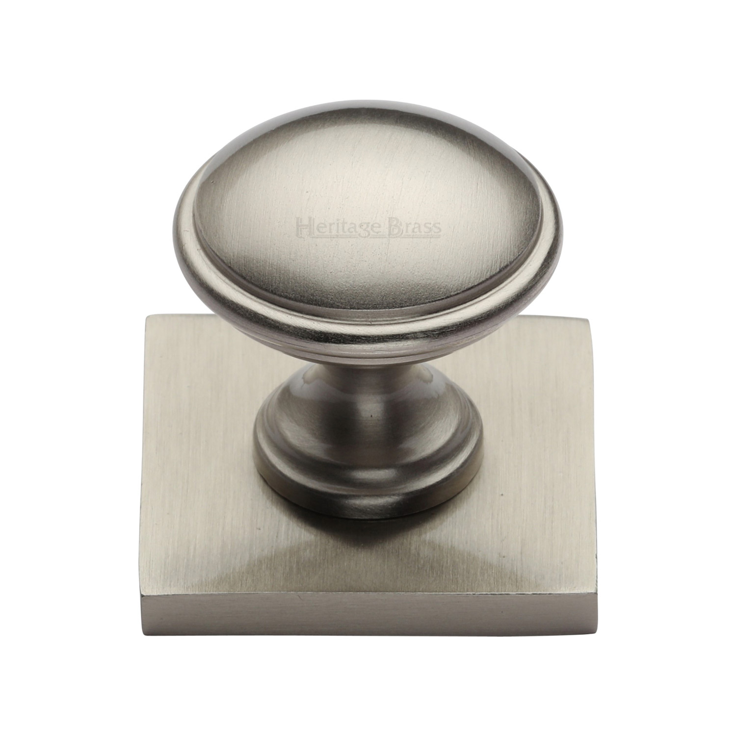 Domed Cabinet Knob with Square Backplate - SQ3950-SN