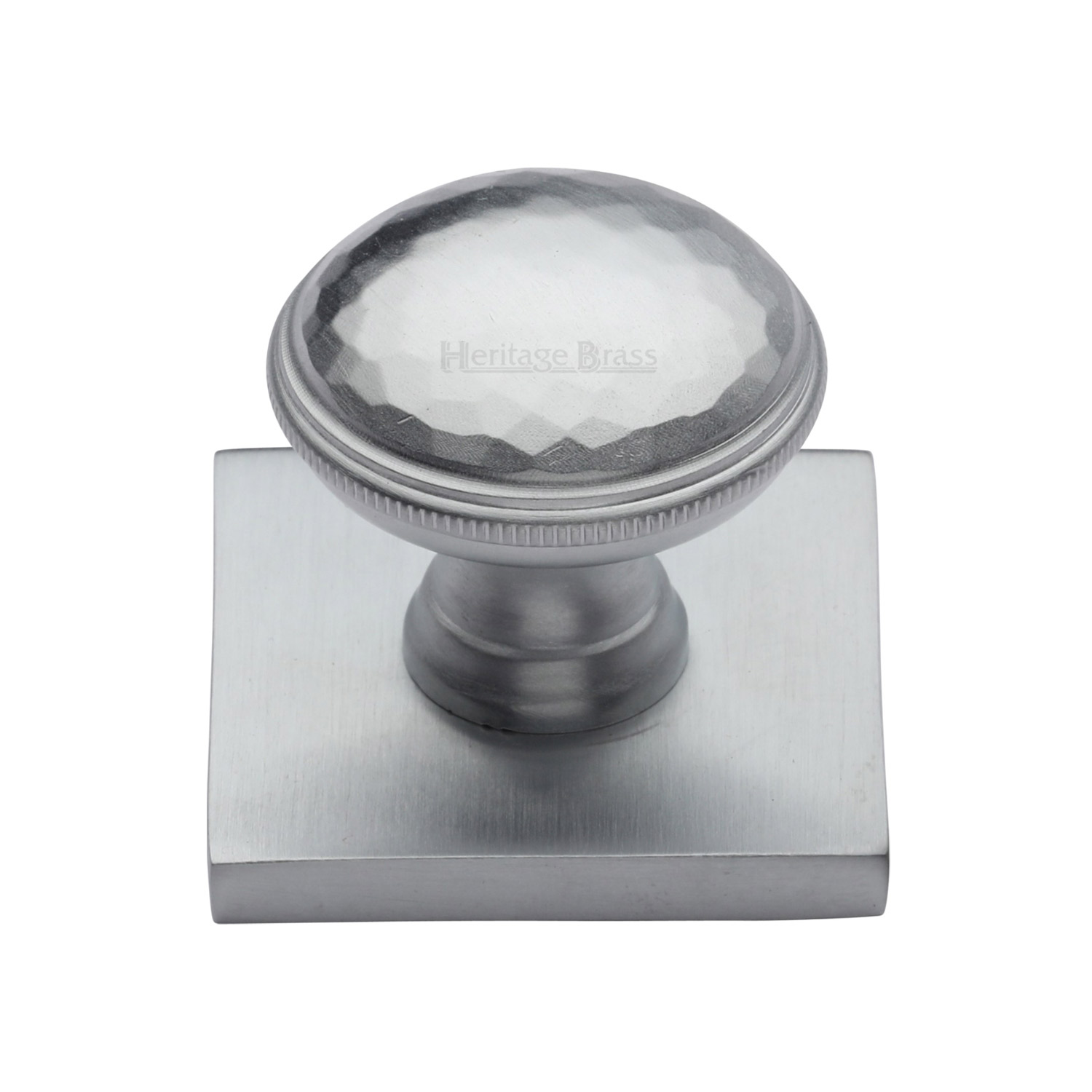 Diamond Cut Cabinet Knob with Square Backplate - SQ4545-SC