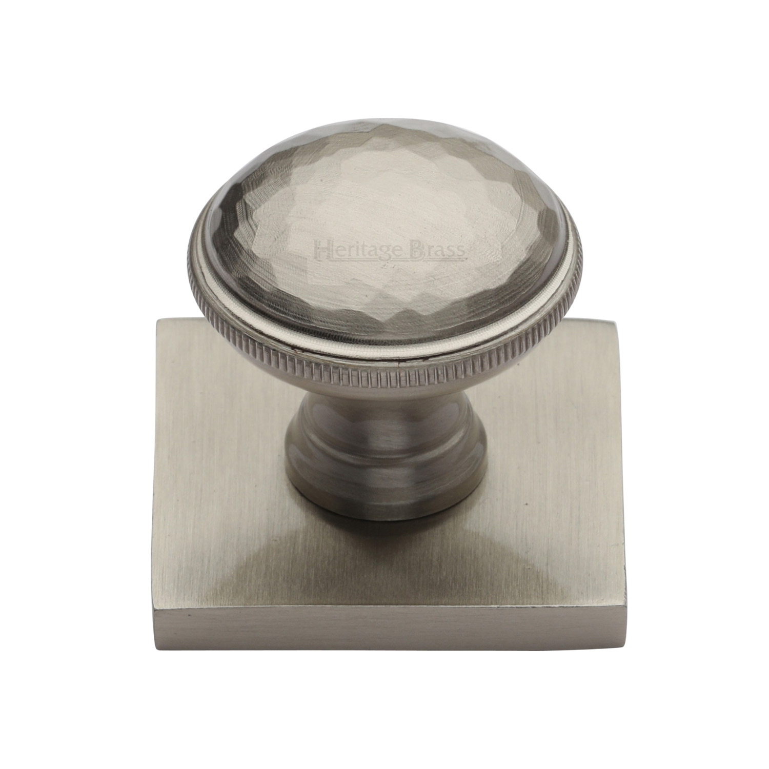 Diamond Cut Cabinet Knob with Square Backplate - SQ4545-SN
