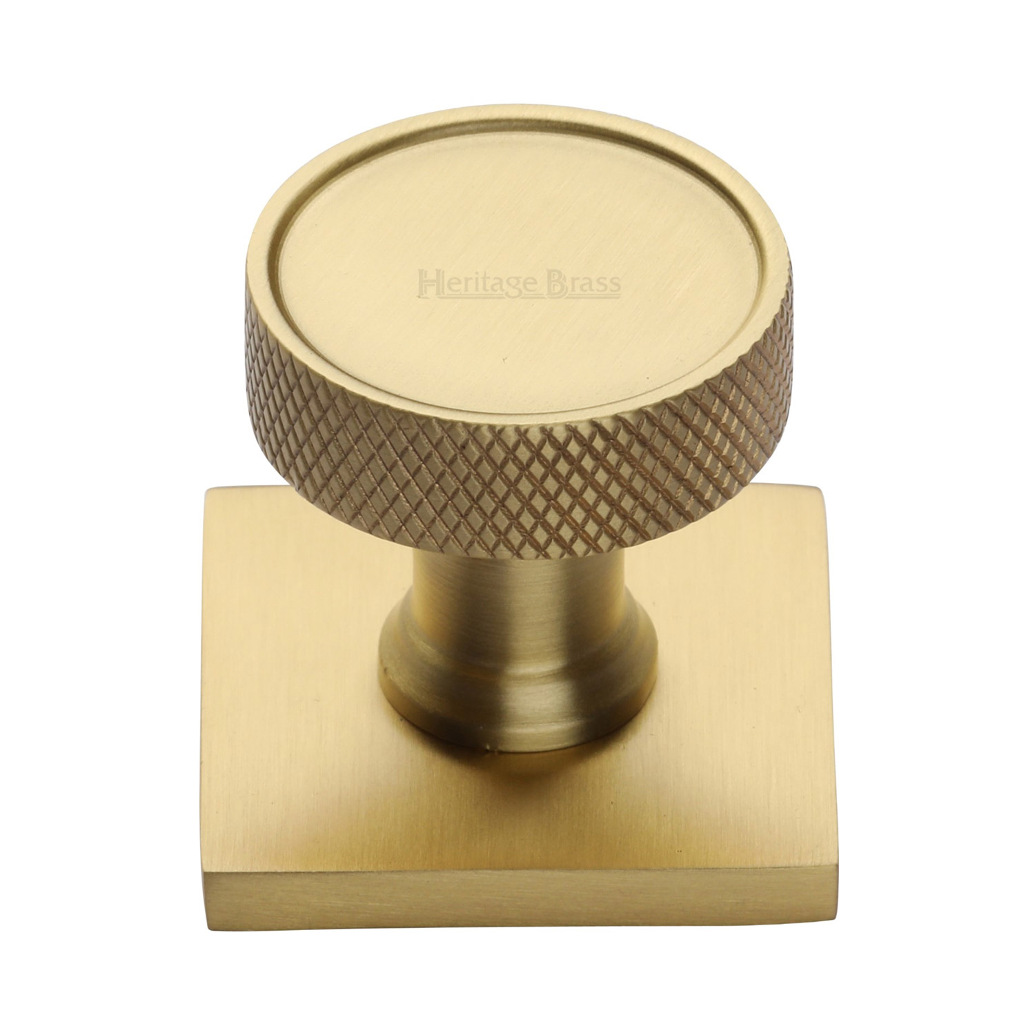 Florence Knurled Cabinet Knob with Square Backplate - SQ4648-SB