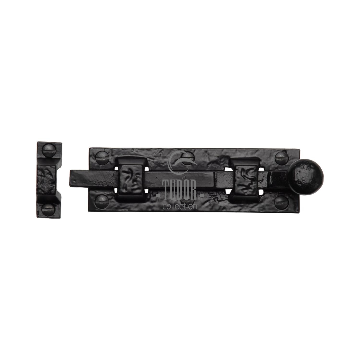 Tudor Ball End Door Bolt Straight Black Iron - TC168 76