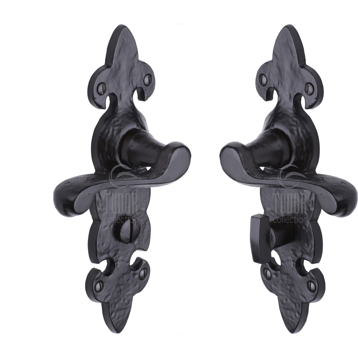 Tudor Fleur de Lys Door Handle on Plate - TC220