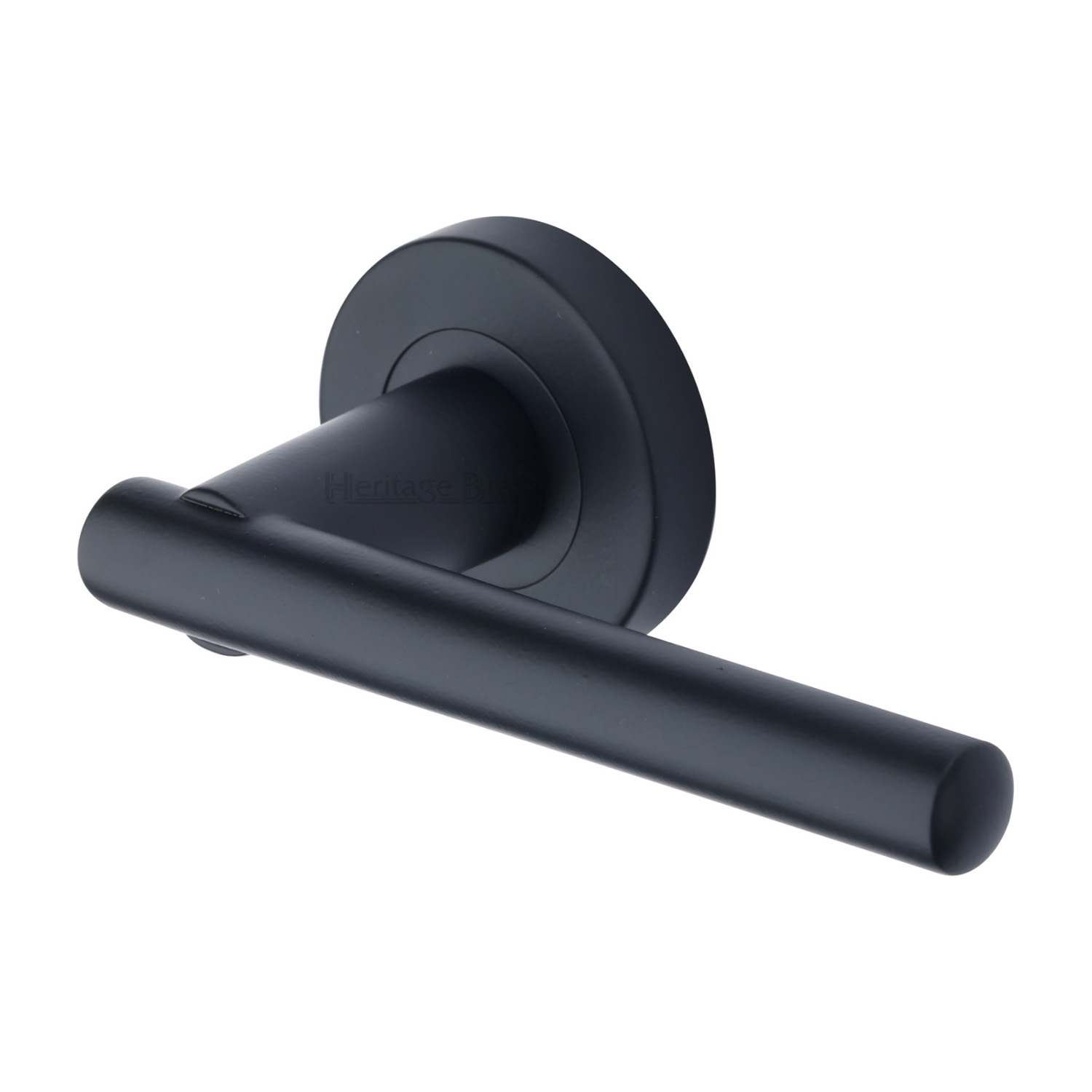 Challenger Door Handle on Round Rose - V1001-BKMT
