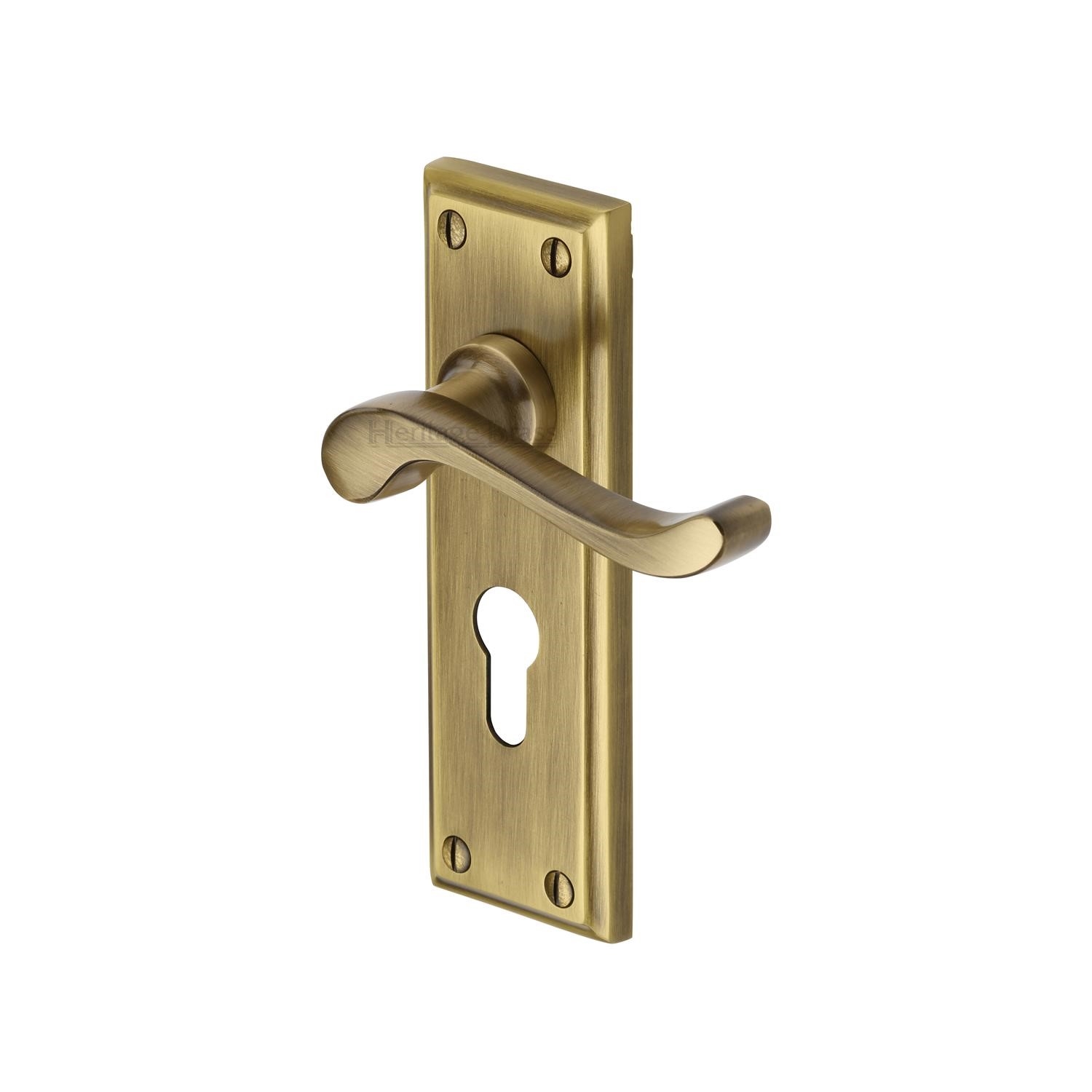 Edwardian Door Handle on Plate - W3227.48-AT