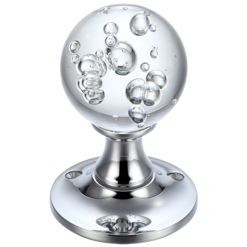 Glass Ball Mortice Knob - Bubble Clear 50mm