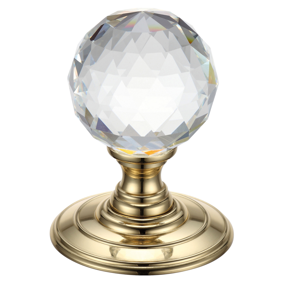 Glass Ball Mortice Knob on Concealed Rose - Facetted 55mm