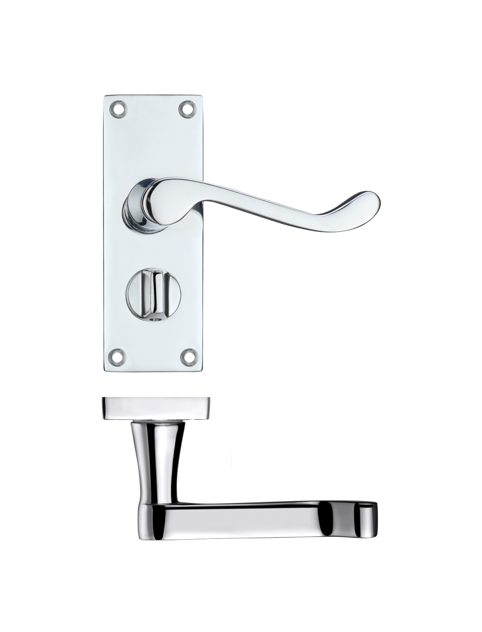 Project Victorian scroll lever on privacy backplate -114mm x 40mm