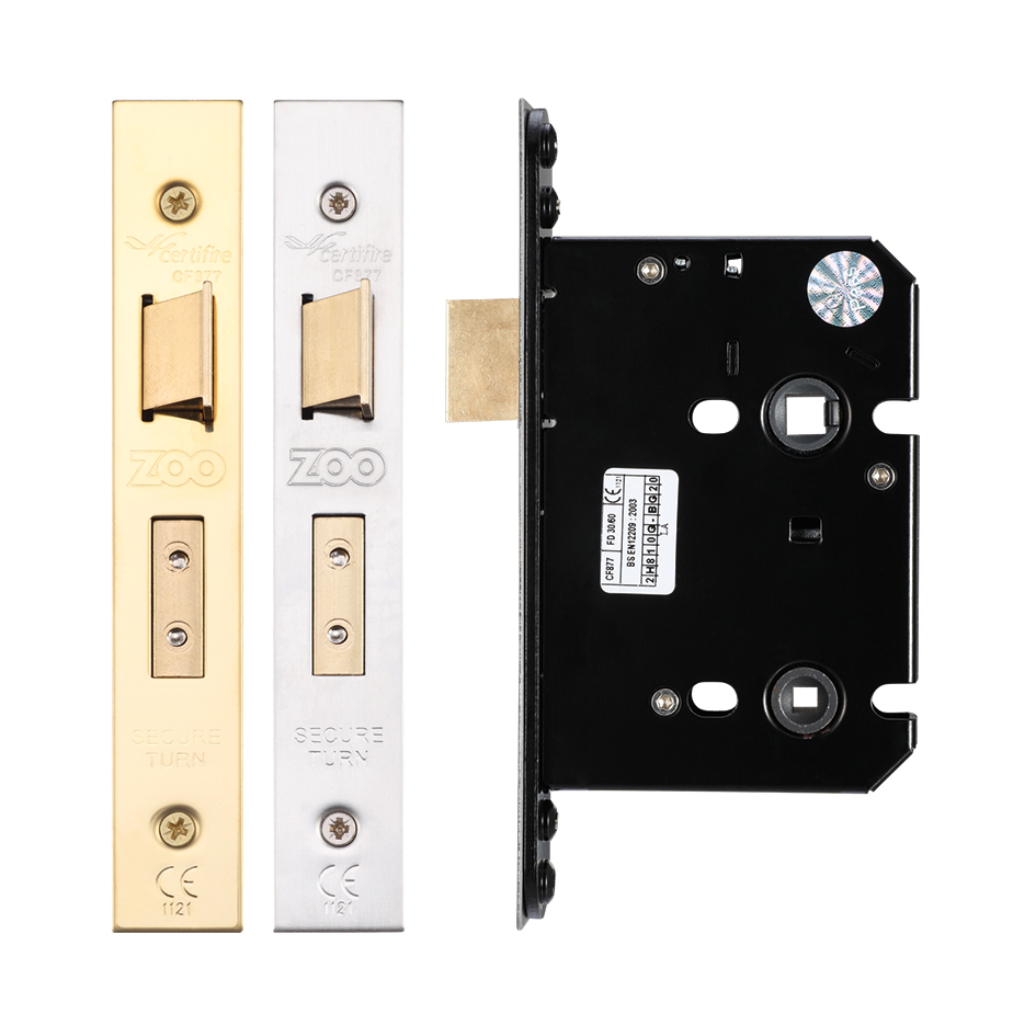 Bathroom Lock - 76mm C/W PVD Forend and Strike