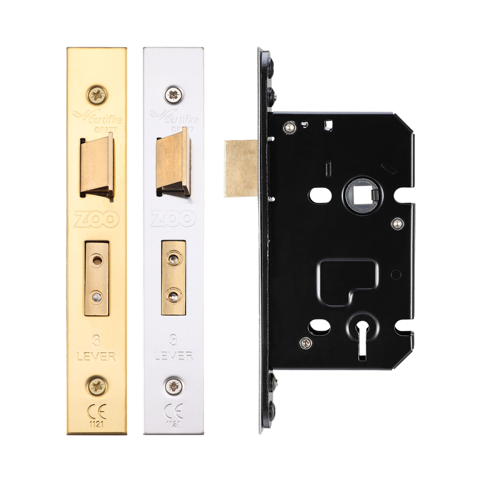 3 Lever Sash Lock - 64mm C/W PVD Forend and Strike