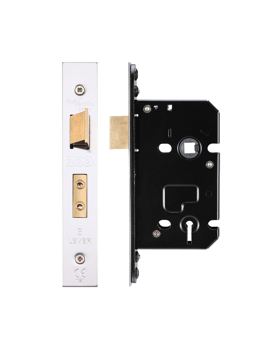 3 Lever Sash Lock - 64mm C/W Stainless Steel Forend and Strike - keyed alike
