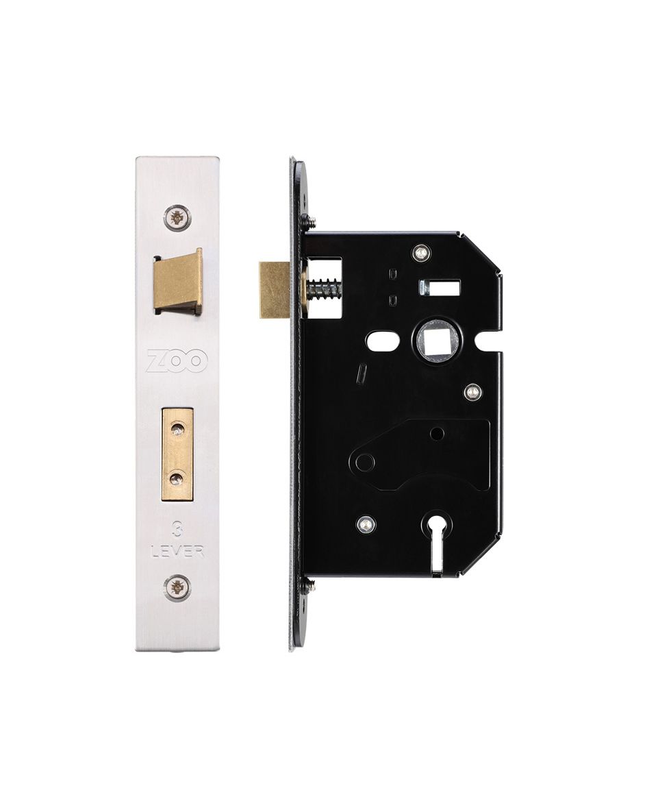 3 Lever Replacement SashLock - 64mm c/w Stainless Steel Forend and Strike - Keyed Alike 301